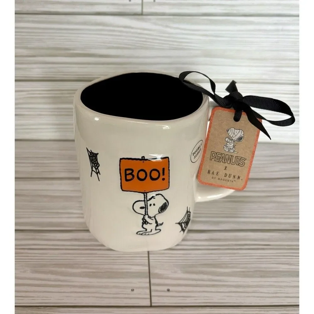 Rae Dunn Halloween Ghost Spider BOO SPOOKY SEASON Coffee Chocolate Mug NEW 2025